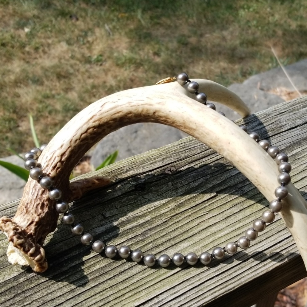 Vintage hand knotted faux pearl necklace